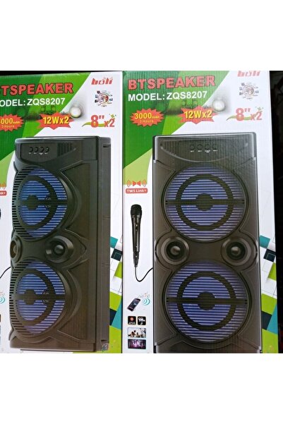 ABS Bluetooth trolley speaker with remote and microphone, 12W x2, USB/FM radio, ZQS 8207, black
