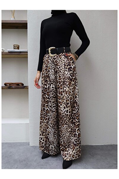 ESRAHELVACI Gold Kemerli Leo Pantolon