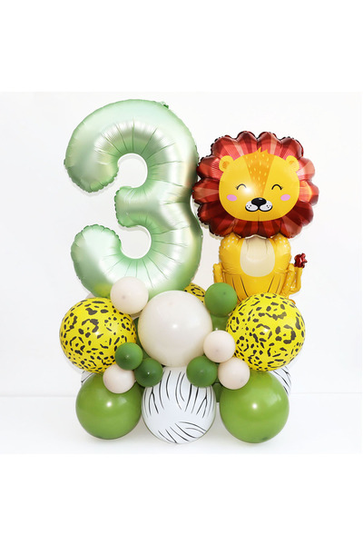 Choice24 35pcs number 3 set Jungle Safari Birthday Party Decorarion Animal Pa...