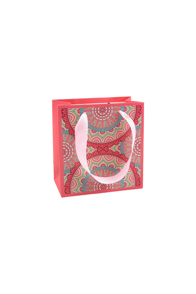 Crisalida Crisalida paper gift bag, 14 x 15 x 7 cm, Light coral mandalas