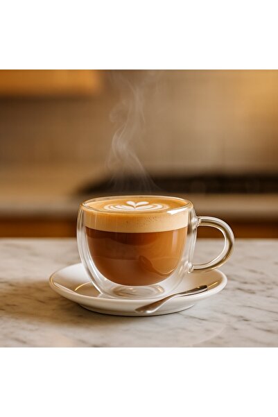 ABS Double-walled glass mug, 80 ml, with handle