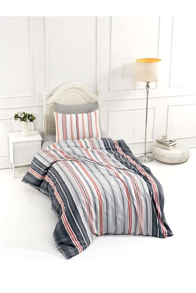 Rasel Tekstil Single Duvet Cover Set with Cotton Anthracite Sheets 160 X 220