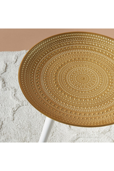 Lifestyle Textured Wooden Accent Table - 49x49x48 cms