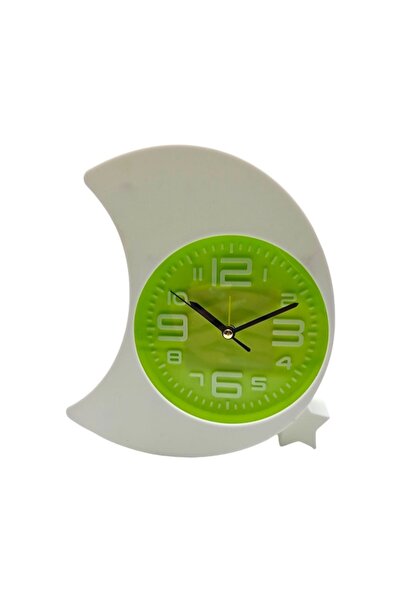 ABS Table Clock, Crescent Shape 18 cm, Green
