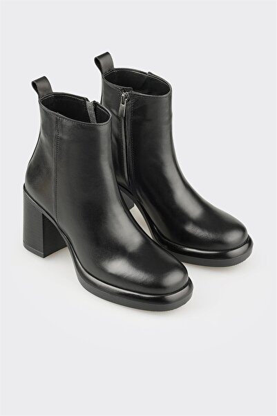 Elle Shoes Siyah Deri Kadın Günlük Bot