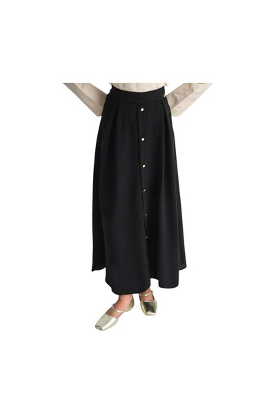 Armine Kadın Düğme Detaylı Kloş Etek 25YT113