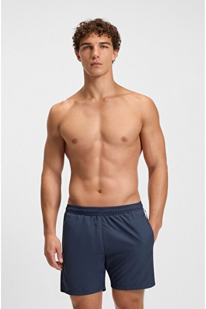 BOSS Erkek Hızlı Kuruyan Kumaş Yanı Logo İmza Çizgili Lacivert Mayo 50508963-413