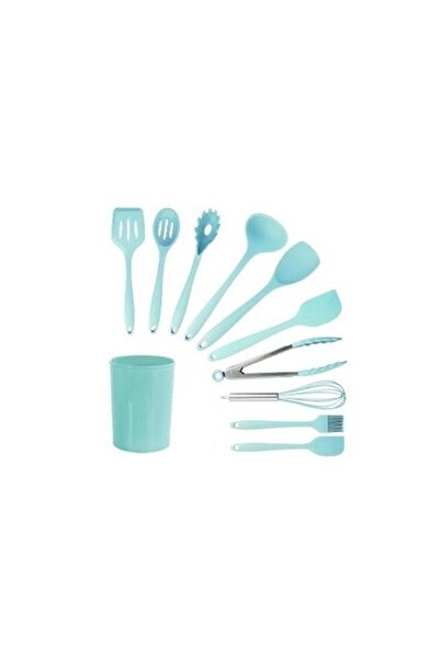 ABS Set 11 ustensile de bucătărie, albastre, silicon, cu suport