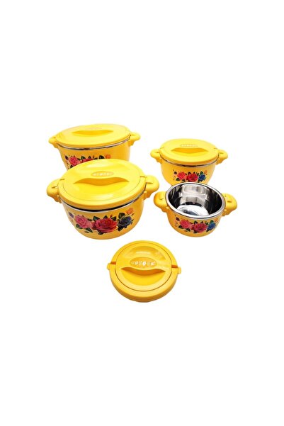 ABS Set 4 Thermal Food Containers, Yellow, 6L, 4L, 2L, 1L