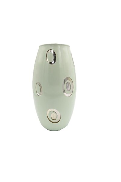 ABS Vază decorativă din sticlă, verde deschis cu design modern, 26 x 11,5 cm