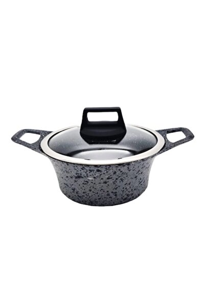 Milan Granite cast pot with glass lid, 28 cm,