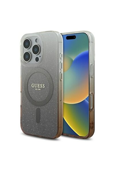 Guess Θήκη για iPhone 16 Pro, IML Glitter Gradient MagSafe, - Καφέ