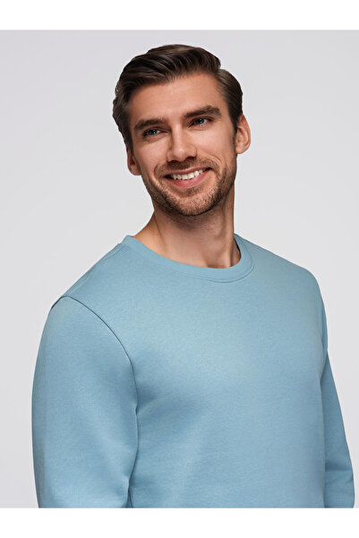 OMBRE BASIC men's sweatshirt with round neckline - cream V11 OM-SSBN-0175