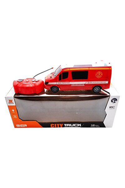 ABS Fire Truck City Track with Remote Control, 20 cm, Red