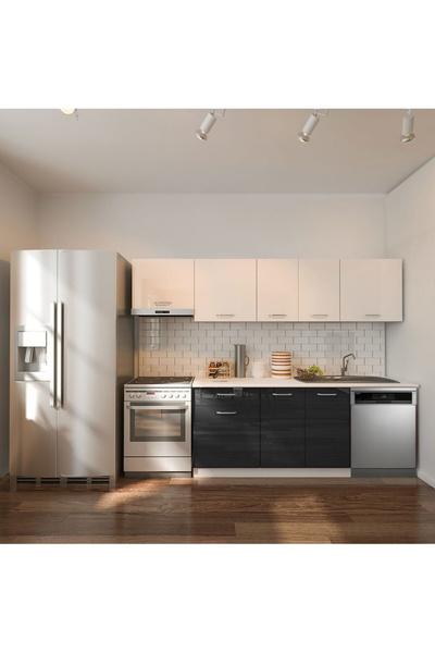 Tdesigno Loşna Hazır Mutfak Dolabı 260 cm-Beyaz Laminat Tezgah Dahil-Bulaşık ...
