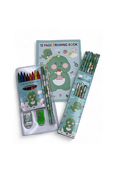 ABS Set desen cu rechizite pentru copii, 8 creioane, 8 creioane colorate, rad...