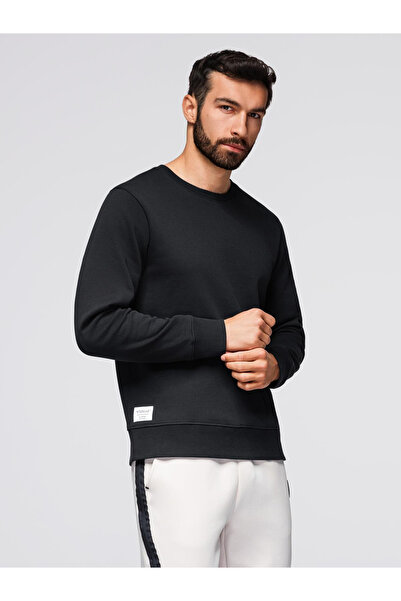 OMBRE Ανδρικό φούτερ BASIC με στρογγυλή λαιμόκοψη - μαύρο V5 OM-SSBN-0175