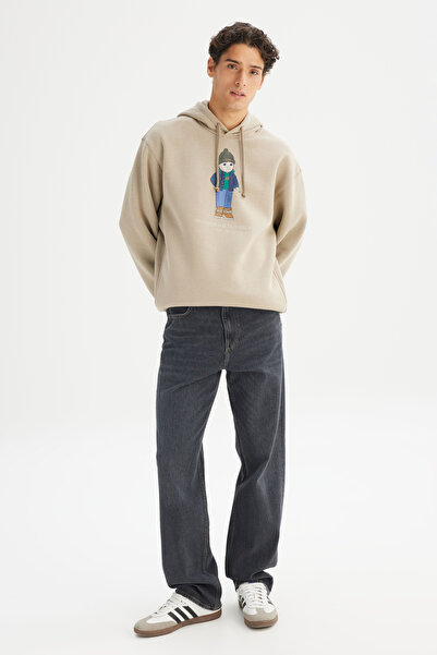 Lee Cotton Fleece Lined Regular Fit Hooded Sweatshirt with Logo Detail