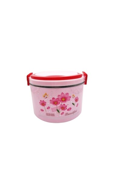 ABS Thermal food container, pink, floral pattern, 5.5 L