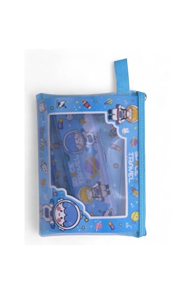 ABS Set de papetărie pentru copii, husă cu fermoar, penar metalic, caiet de d...