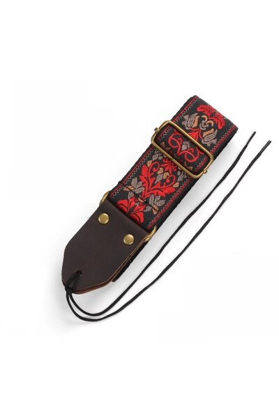 Choice1 حزام جيتار مطرّز من بلاك ريد ميواير، ناعم، بنقشة زهور عتيقة، قابل للت...