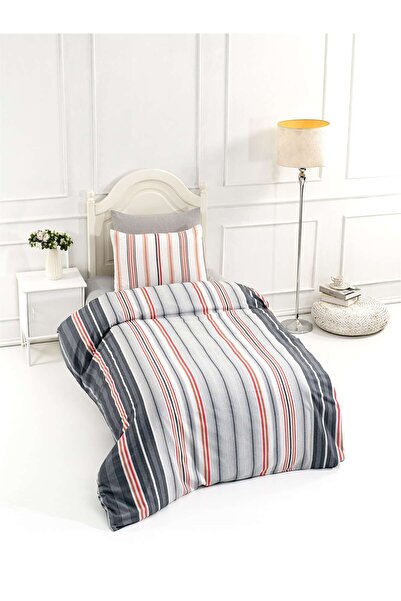 Rasel Tekstil طقم غطاء لحاف مفرد من القطن بلون أنثراسايت مقاس 160 × 220