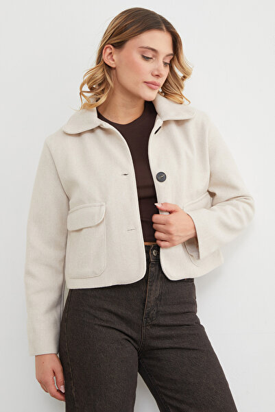 Fulla Moda Κοντό παλτό με κουμπιά και τσέπες