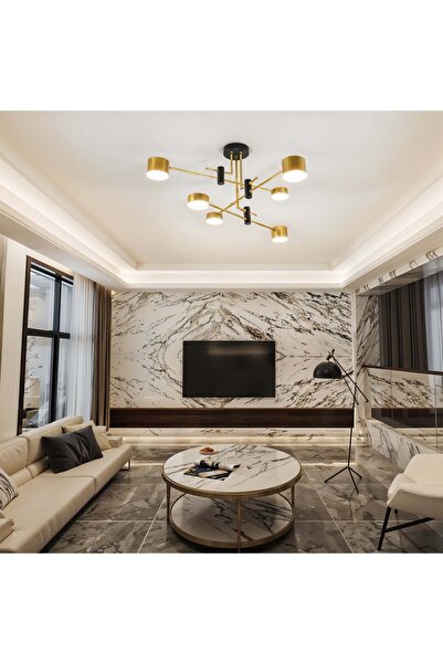 RFAN Candelabru, Model X21014-3+3, 6 becuri LED GX53, 3 tipuri de lumină, 72W...