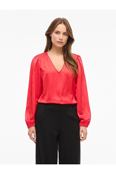 VILA Oberteil mit langen Ärmeln VIELLETTE V-Ausschnitt