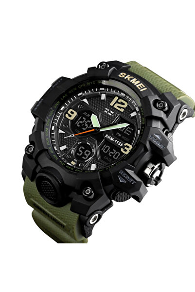Skmei Men's Wristwatch, Army, Military, Dual Time, Shock Resistant, Digital, Sport, Chronograph