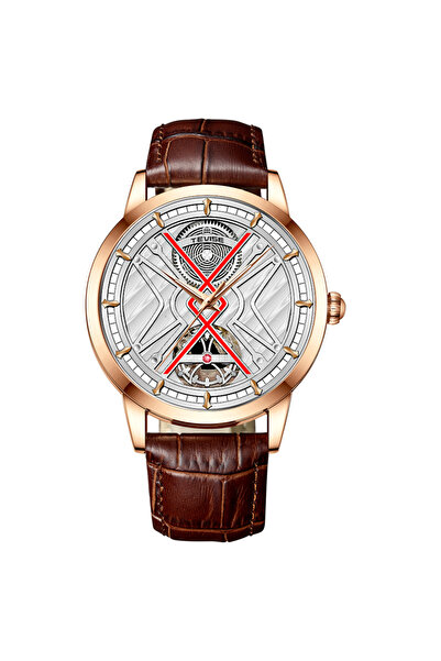 Tevise Ceas bărbătesc maro elegant business mecanic automat din piele