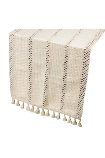 Valentini Bianco Șervețel de bumbac Runner, 35x145cm, crem cu dantelă