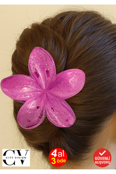 cityvision مشبك اللوتس اللامع بلون اللافندر 8 سم - أنيق ومتين