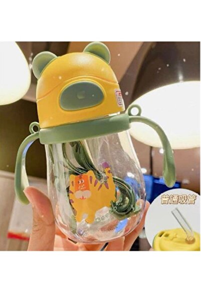 Kiesa 250ml Bpa-Free Baby Water Bottle with Straw Ear-Shaped Handle Soft Straw Baby Water Bottle Baby Feeding Bottle Water Bottle