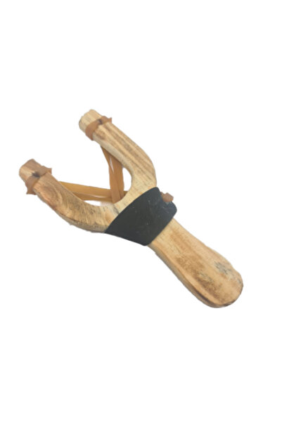 dalimag Praștie puternică din lemn cu elastic, model simplu, 18 cm,