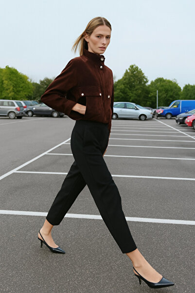 DMK Store Women's High Waist Pleated Fabric Model Fabric Trousers (Ideal for Daily and Office Use)