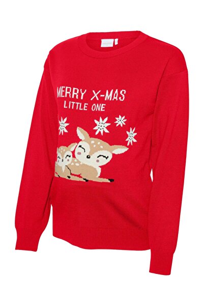 Mama Licious Strickpullover Normal geschnitten Rundhals Gerippte Ärmelbündchen Tief angesetzte Schulter Pullover