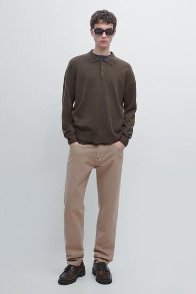 Massimo Dutti Yün karışımlı triko polo yaka kazak