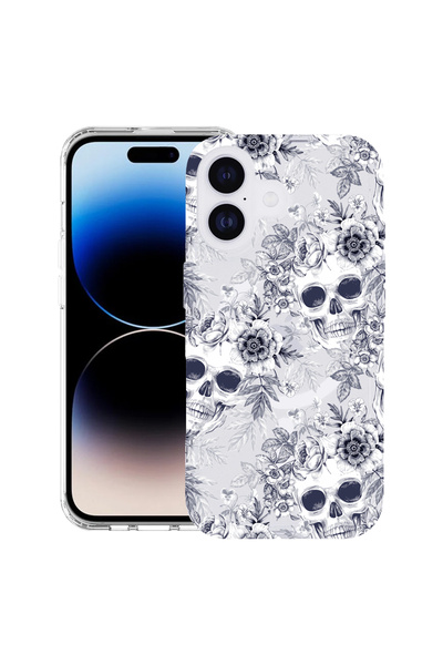 bestcase Carcasă antișoc MagSafe TPU pentru Apple iPhone 17, model craniu alb...
