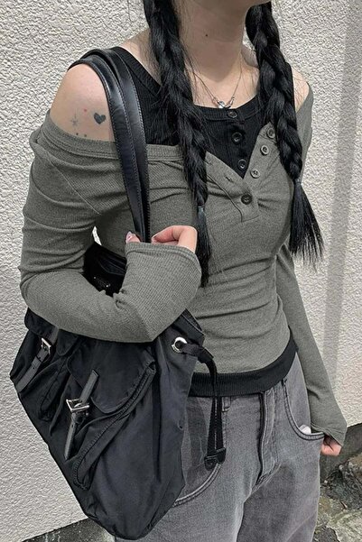 Köstebek Buttoned Street Style Smoked Blouse with Insert Pieces