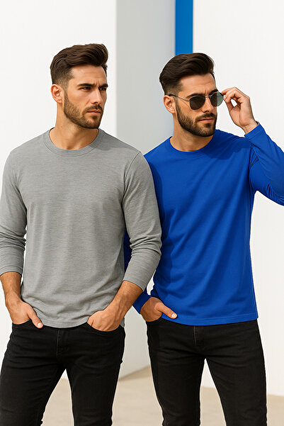 Rich Men's Blue-Grimelange 2-Pack Basic Long Sleeve Athlete Bodysuit