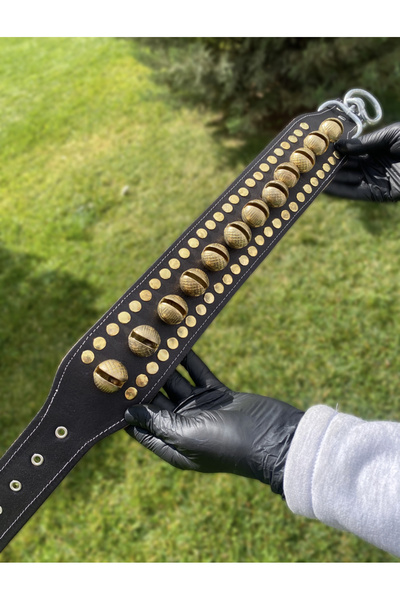 Sürmeli Tasma Kangal Köpek Tasması Hakiki Deri 12 Zilli