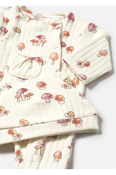 MAYORAL Baby Girl Patterned Booties Jumpsuit Hat Set Cream 2705