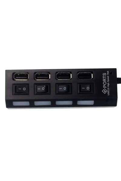 dalimag Hub USB, Dalimag, 4 Slots, ON/OFF Buttons and LEDs, 11x3x4 cm, Black