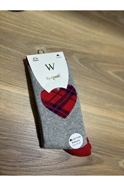BY JAWALLİ SOCKS Women's Winter Thermal Towel Socks with Heart Pattern