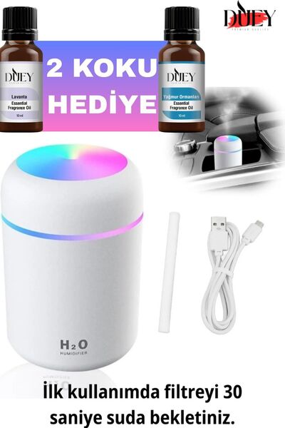 DUEY 2 Koku Hediyeli H2o 300 ml Ulrasonik Hava Nemlendirici Buhar Makinesi Ve...
