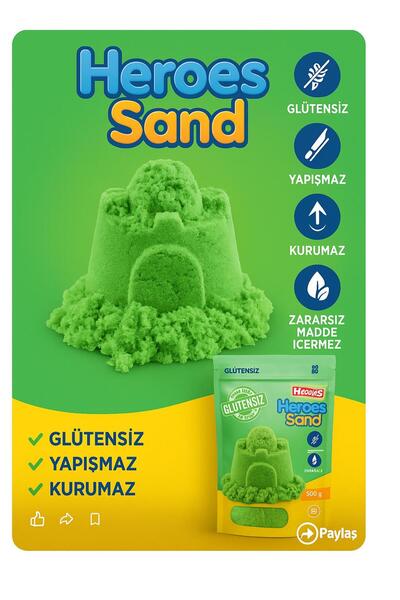 hak-iş oyuncak Sand Glütensiz Doğal Kinetik Oyun Kumu 500 gr – Yapışmaz ve Ku...