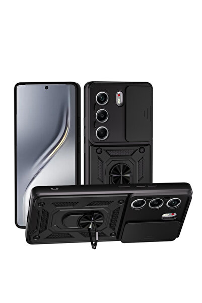 Gpack Tecno Camon 40 Pro uyumlu Kılıf Pars Sürgülü Kamera Korumalı Yüzüklü Se...