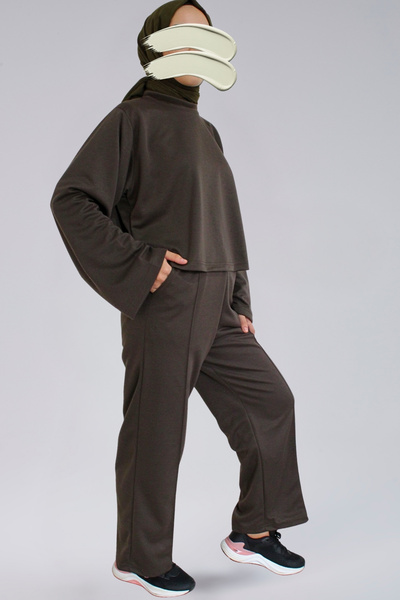 MAKSEN TEKSTİL Seasonal Crop Pants Set - Seasonal Fabric Crop & Straight Leg ...