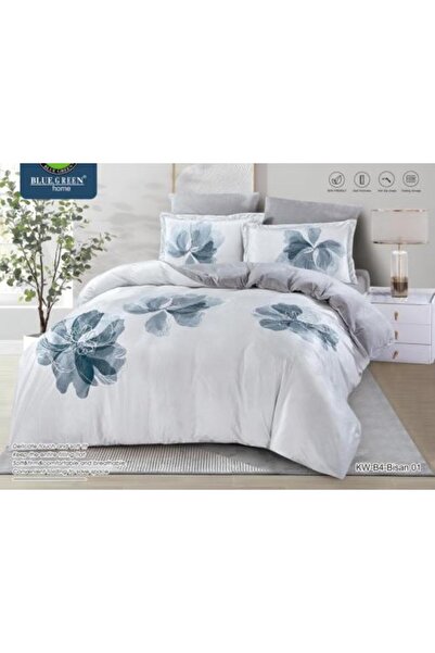 PROMISE BLUE GREEN King Quilt Set 6-Piece Velvety Patterned